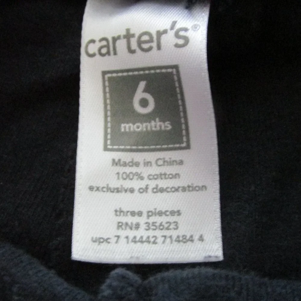 Carters Pull‎ On Sweatpants Infant Girls 6M Black White Polka Dot Jogger Bottoms